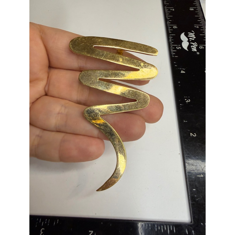 Vintage Taxco Mexico Sterling Silver Gold Wash ZigZag Brooch Pendant TG-89 925
